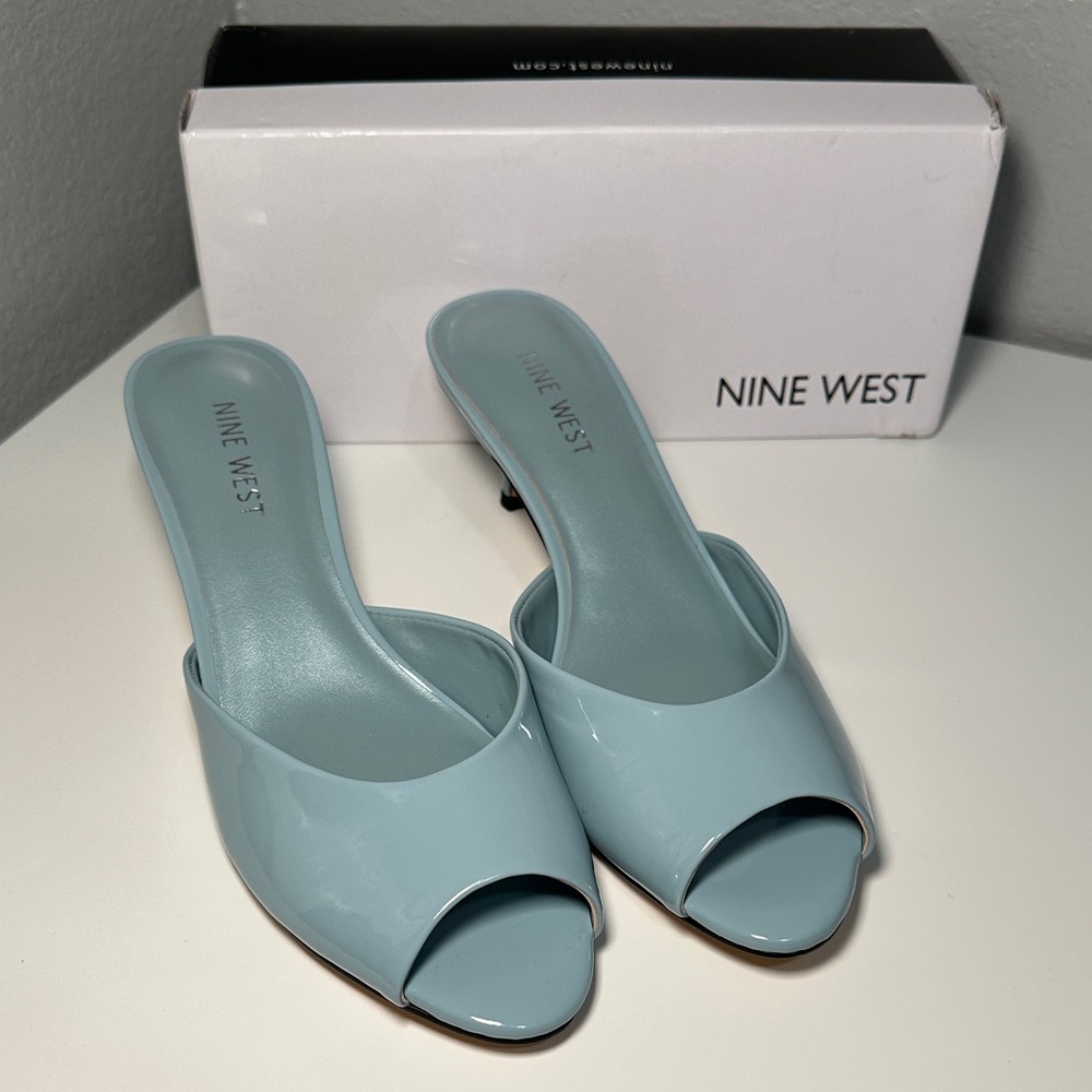 Nine West Women's Blue Open-Toe Mules. Lillo3